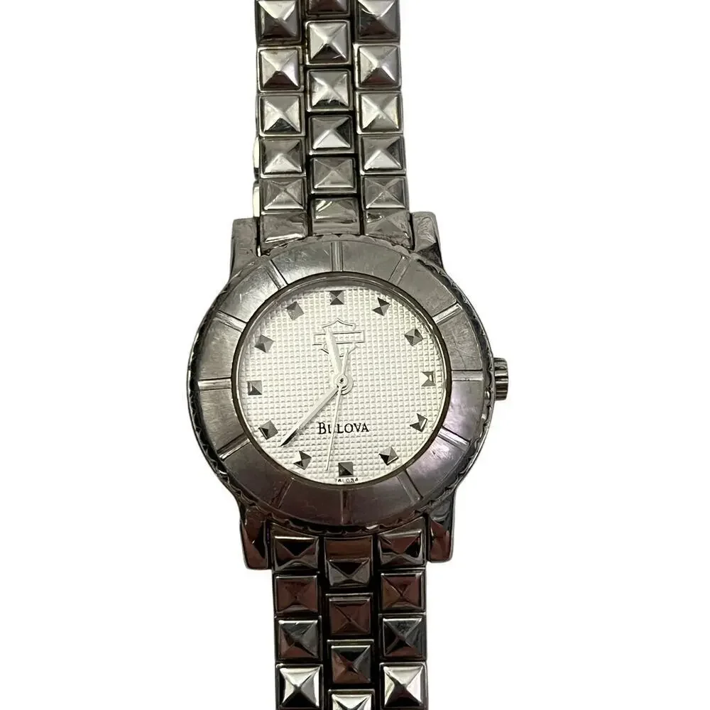 Bulova Harley Davidson Silver Wristwatch As Is Not Running No Battery GS